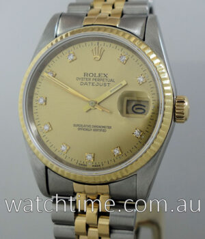 Rolex Datejust 18k & Steel, Diamond Dial 16233