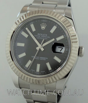 Rolex Datejust II Black dial  White-Gold bezel 116334