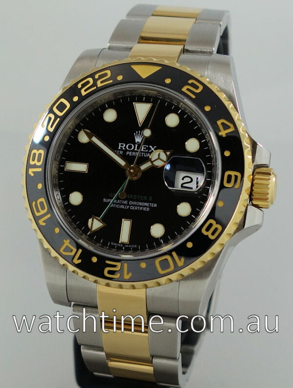 Rolex GMT Master 18k & Steel  116713LN  Box & Papers