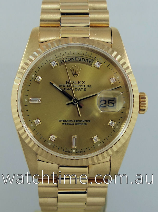 Rolex President Day-Date 18238 Diamond Dial - Watchtime.com.au