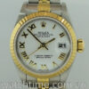 Rolex Datejust, 18k & Steel, White Roman-dial