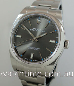 Rolex Oyster 39  Dark-Rhodium dial  114300  AS NEW!