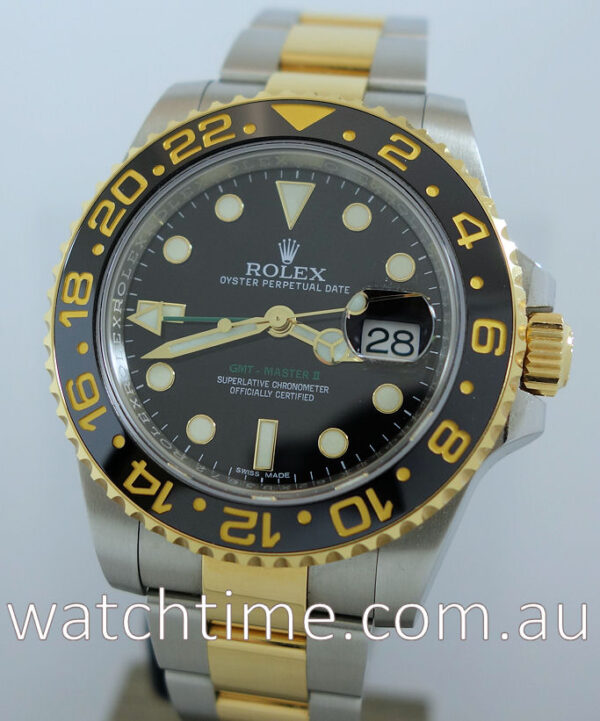 Rolex GMT Master 18k & Steel  116713LN  Box & Papers