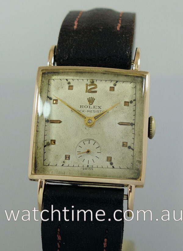 ROLEX 10ct Square, sub-seconds 1940s