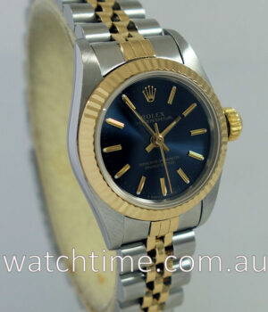 Rolex Ladies Oyster 18k & Steel Blue dial
