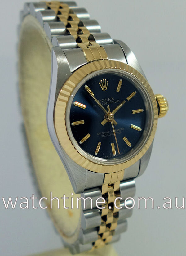 Rolex Ladies Oyster 18k & Steel Blue dial