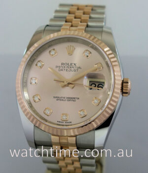 Rolex Datejust 18k Everose & Steel 116231 Rose Diamond-dial