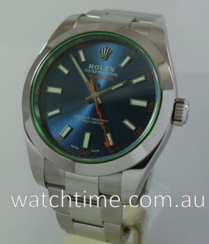 Rolex Milgauss Blue Dial, Green Crystal  116400GV  2017