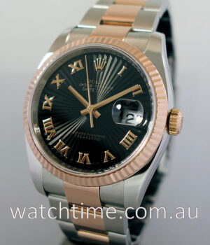 Rolex Datejust 18k Everose & Steel 116231, Black-dial