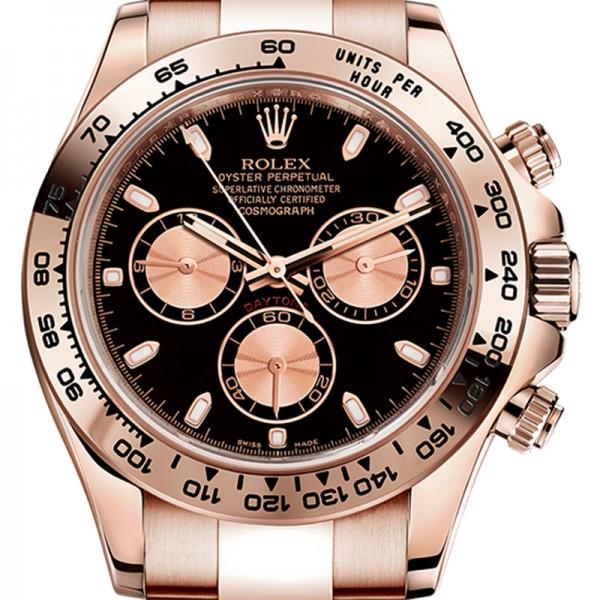 Rolex Daytona 116505 18k Pink-Gold EVEROSE Black-dial - Watchtime.com.au