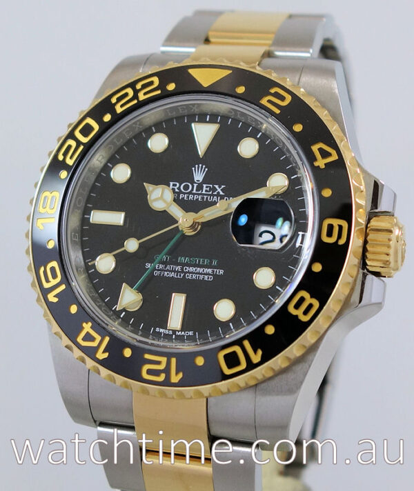 Rolex GMT II 18k Gold & Steel 116713LN 2009 Box & Papers