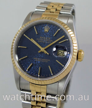 Rolex 36mm Datejust 16233 Blue Jubilee dial