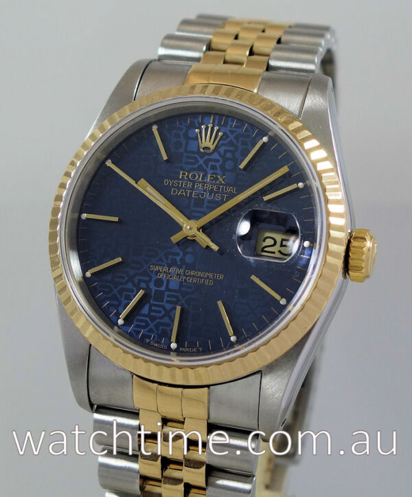 Rolex 36mm Datejust 16233 Blue Jubilee dial