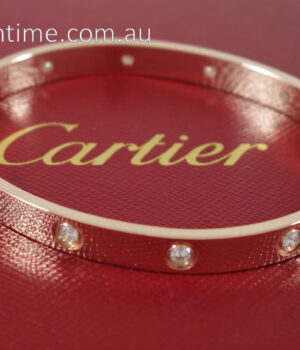 Cartier Love Bracelet  18k Rose-Gold  10 Diamonds  Size 18 Box   Receipt