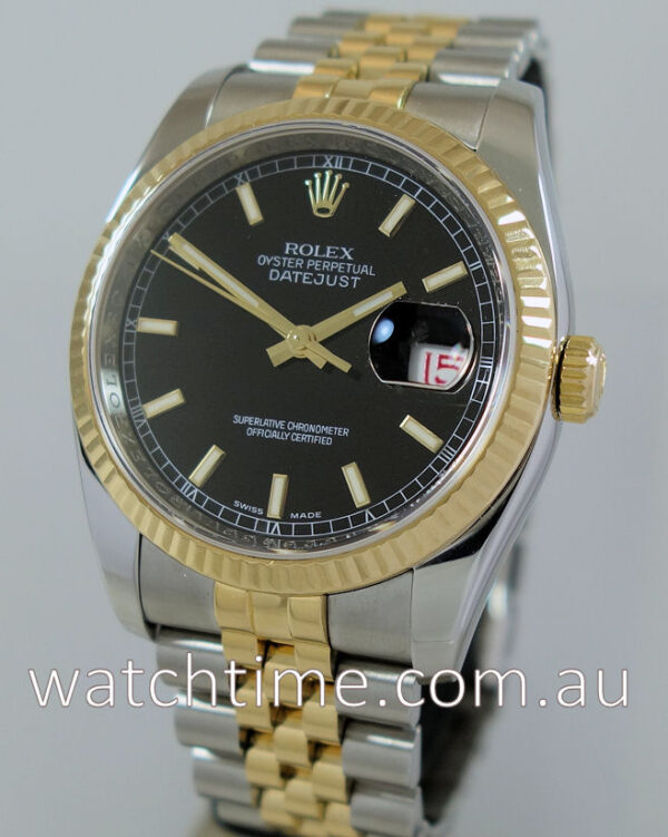 Rolex Datejust 18k & Steel 116233, Black-dial