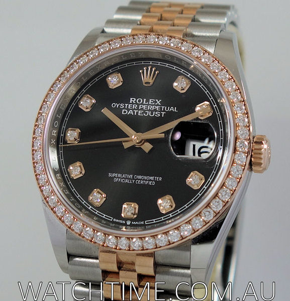 Rolex Datejust 18k Everose & Steel 126281RBR Diamond-dial & Diamond Bezel