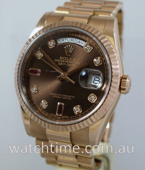 Rolex President EVEROSE Day Date  118235  Diamond & Ruby Dial