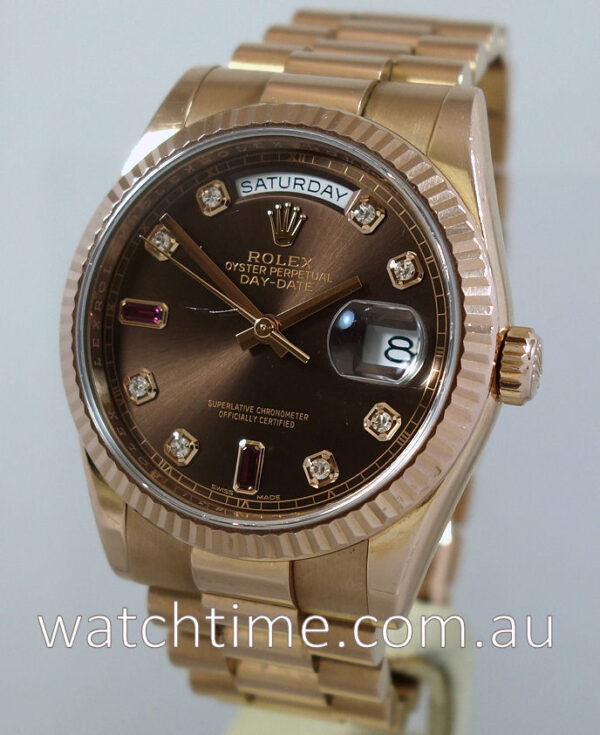Rolex President EVEROSE Day Date  118235  Diamond & Ruby Dial