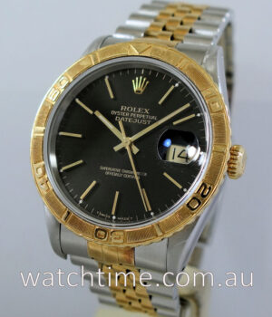 ROLEX  Datejust Turnograph, Black-dial Box & Papers.