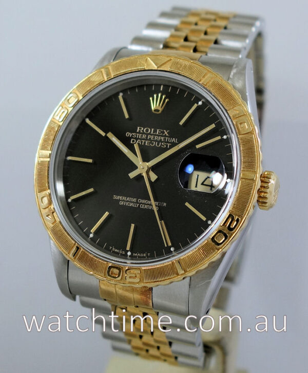 ROLEX  Datejust Turnograph, Black-dial Box & Papers.