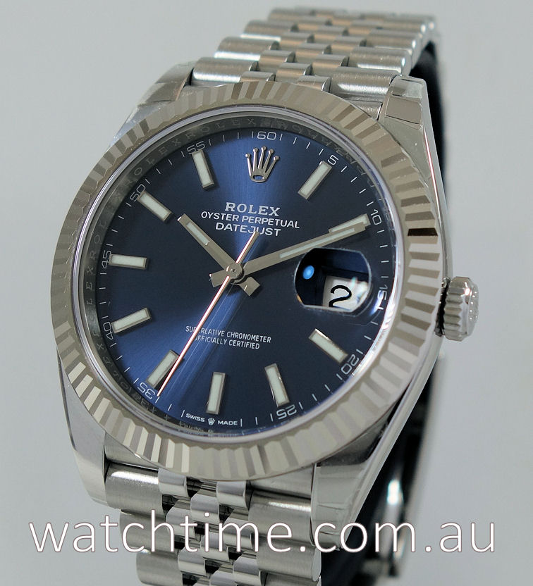 Rolex 2023 Datejust 41 Blue Baton Dial 126334 Unworn Jubilee... for $15,620  for sale from a Trusted Seller on Chrono24