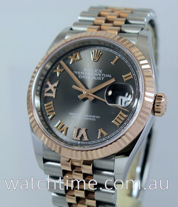 Rolex Datejust 18k Everose & Steel  126231  Dark-Rhodium Diamond dial Jan 2019