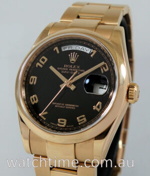 Rolex  Day-Date 36mm  18k Everose  Black dial  118205