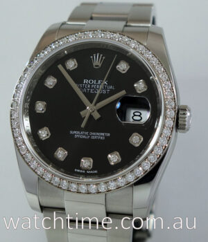 Rolex Datejust 36   Black FACTORY Diamond-dial   Diamond Bezel  116244