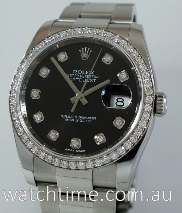 Rolex Datejust 36   Black FACTORY Diamond-dial & Diamond Bezel  116244