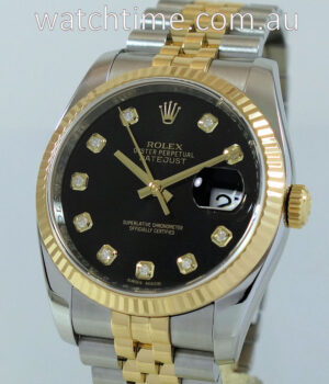 Rolex Datejust 18k   Steel  116233  Black Diamond-dial