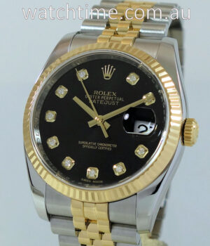 Rolex Datejust 18k & Steel, 116233  Black Diamond-dial