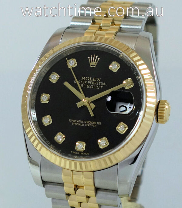 Rolex Datejust 18k & Steel, 116233  Black Diamond-dial