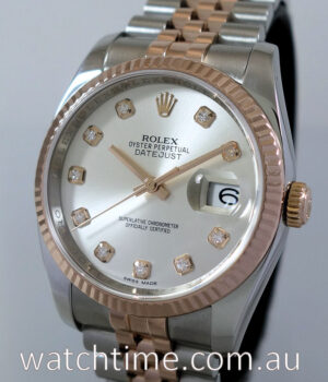 Rolex Datejust 18k Everose   Steel 116231 Rose Diamond-dial