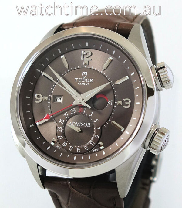 Tudor Heritage Advisor ALARM  Brown Dial "AS NEW" Box & Card