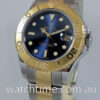 DSC09814 Rolex Yachtmaster 18k Gold & Steel 35mm Blue-dial Mid-Size 168623