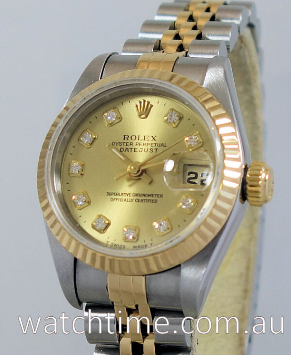Rolex Lady Datejust 18k & Steel, Diamond-dial 69173 B&P