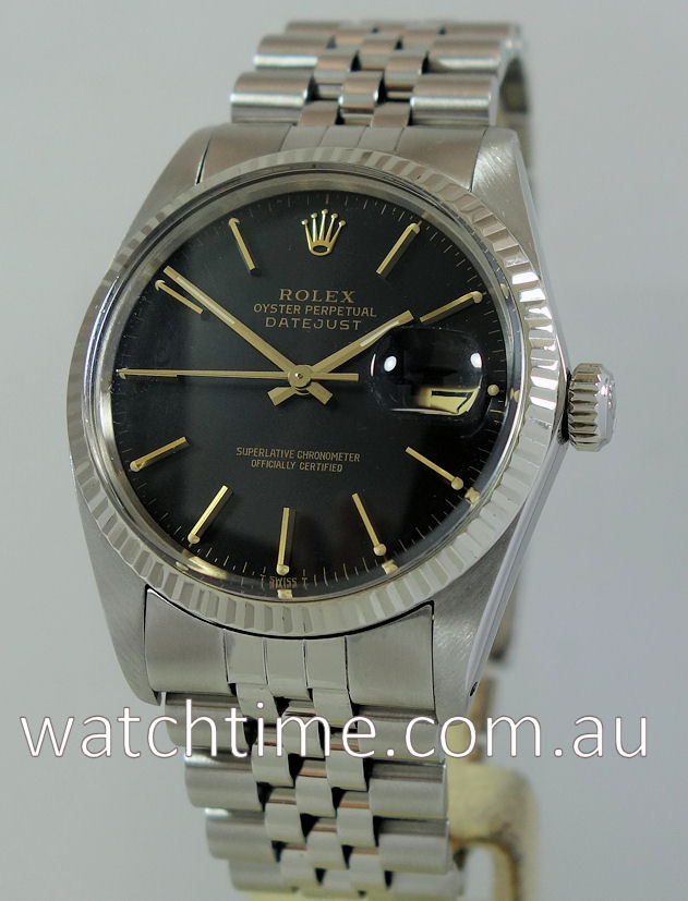 Datejust Black-dial, White-Gold Bezel 16014 - Watchtime.com.au
