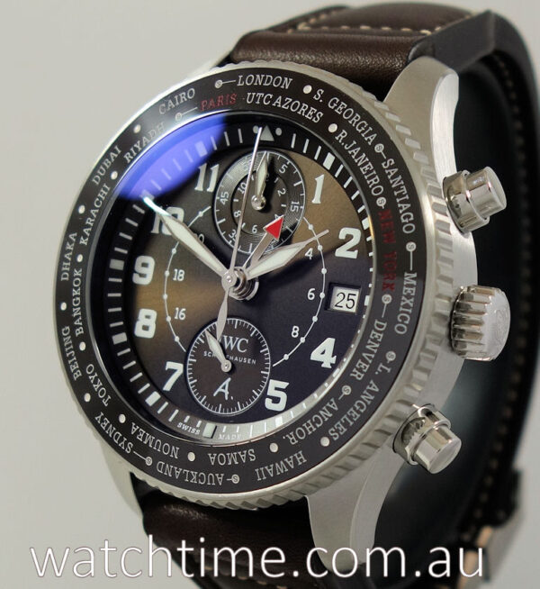 IWC Pilot Timezoner Chronograph IW395003 Brown Box & Card "UNUSED"
