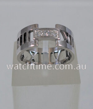 Tiffany   Co ATLAS Ring  18k White-Gold   Diamonds