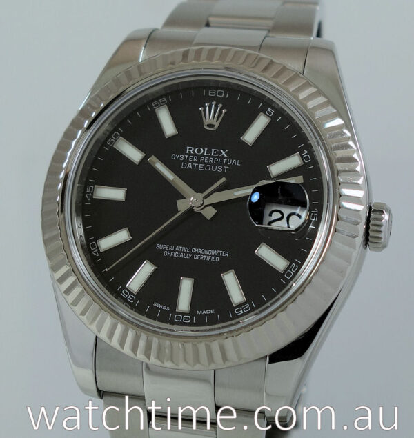 Rolex Datejust II  Black dial, White-Gold bezel 116334