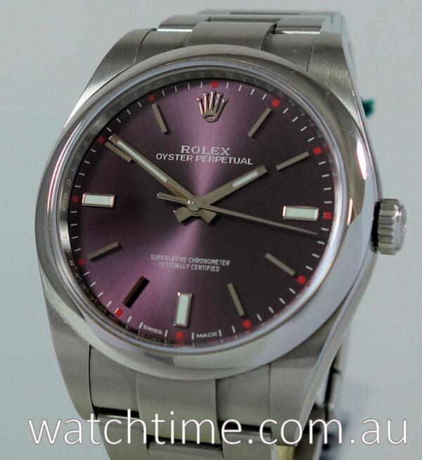 Rolex Oyster 39mm Red Grape Dial 114300 Box & Card