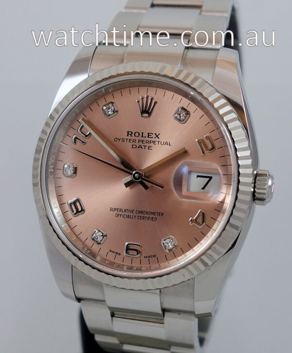 Rolex Oyster Date Pink Diamond-dial 115234  B&P 2018