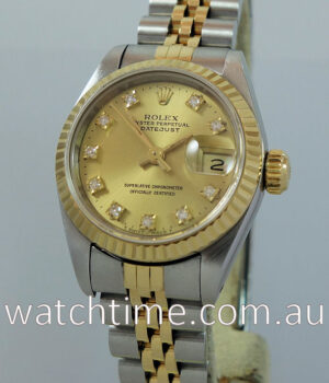Rolex Lady Datejust 18k   Steel  Diamond-dial 69173 B P