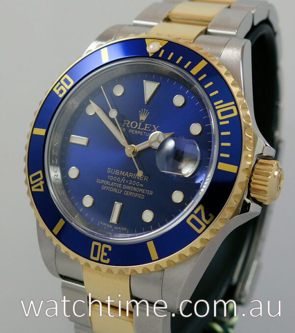 Rolex Submariner Date 18k & Steel, "AS BRAND NEW" Blue dial 16613 SOLD