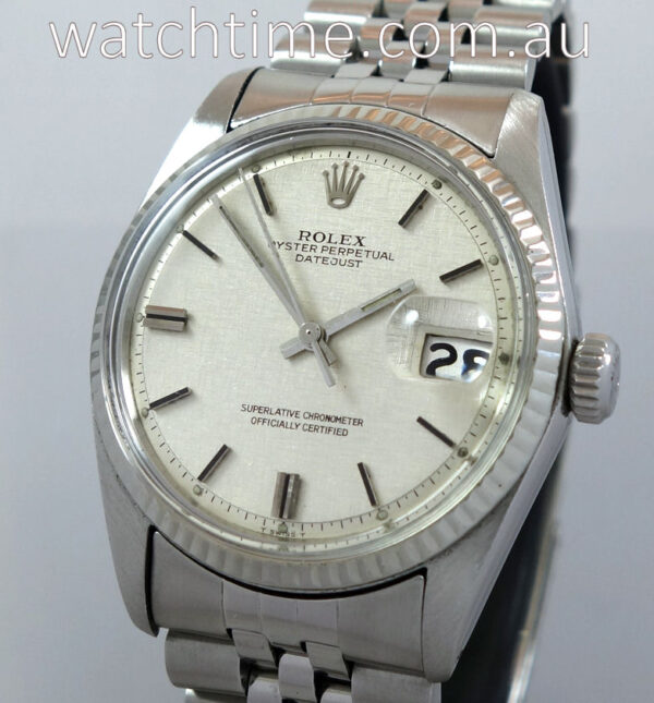 Rolex Datejust, 36mm White-Gold bezel Rare Linen Dial 1600