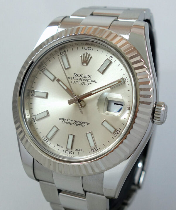 Rolex Datejust II Silver dial, White-Gold bezel 116334