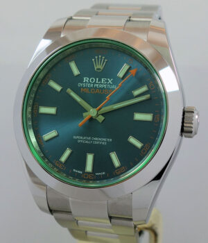 Rolex Milgauss Blue Dial, Green Crystal  116400GV  March 2020