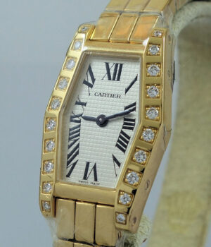 Cartier Lanières  18k Yellow-Gold Tonneau with Diamond-Bezel
