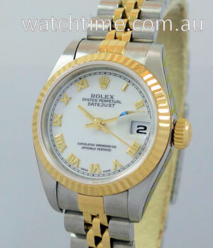 Rolex Lady Datejust 18k & Steel, White Roman dial 69173 B&P