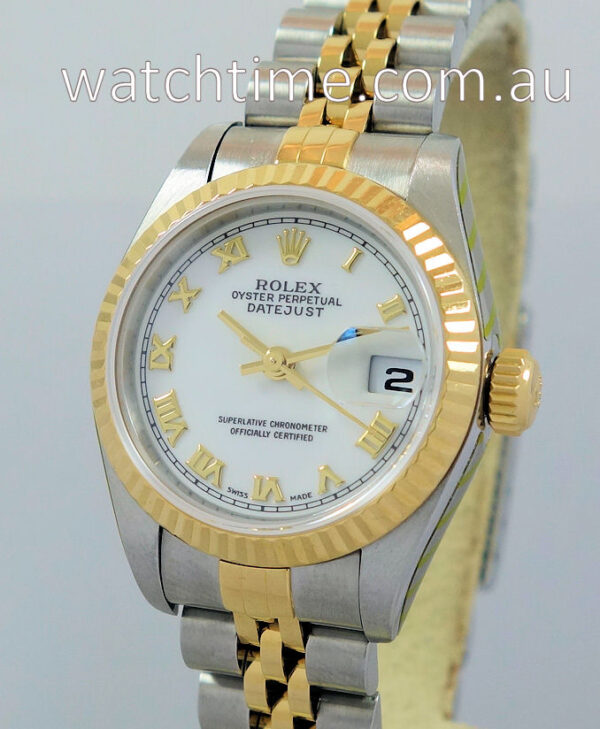 Rolex Lady Datejust 18k & Steel, White Roman dial 69173 B&P